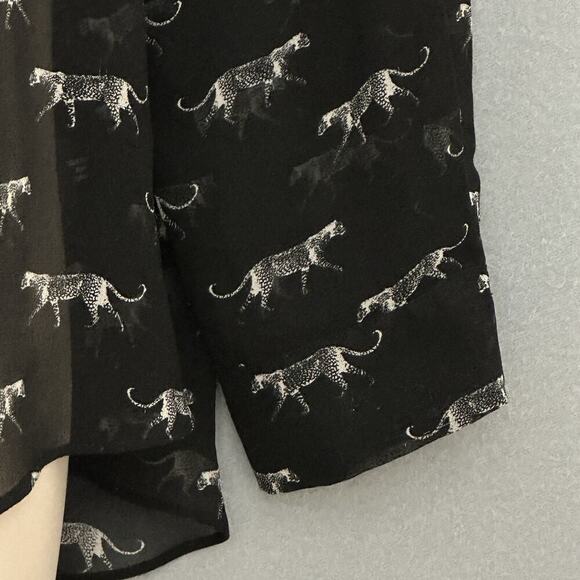 Lane Bryant Women Top Plus 14 Black Sheer Cheetah Leopard Classic Retro Office - Picture 4 of 15